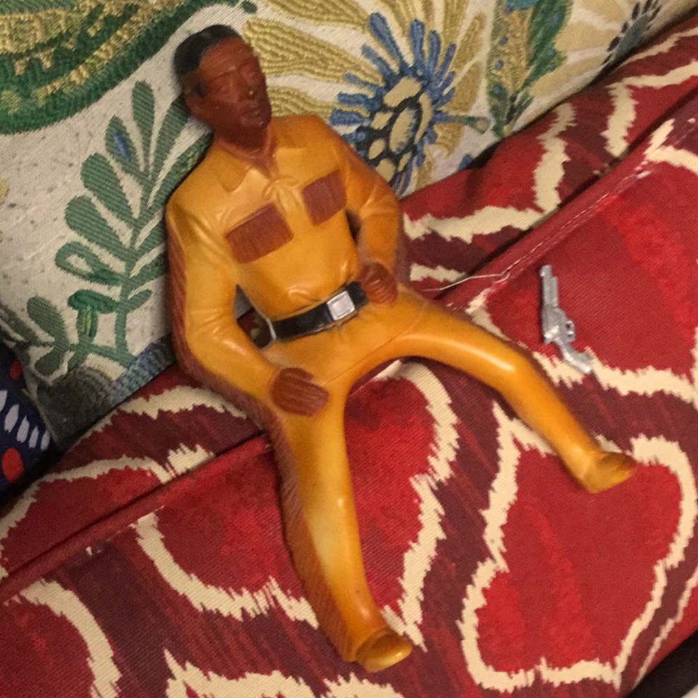 Vintage antique estate collector Indian plastic riding statue cowgirl cowboy
